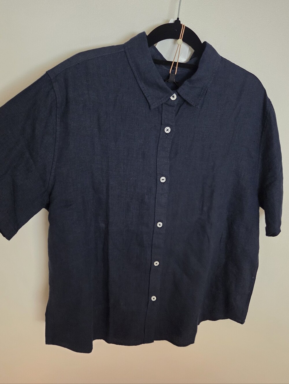 Quince 100% Linen Button Down Short Sleeve Top Sz M Oversize Unisex